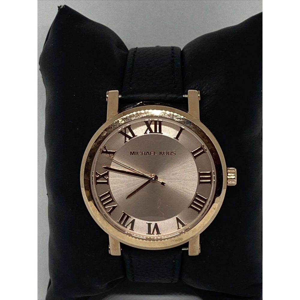 Michael Kors Norie MK3561 Women's Black Leather Analog Dial Quartz Watch JK355